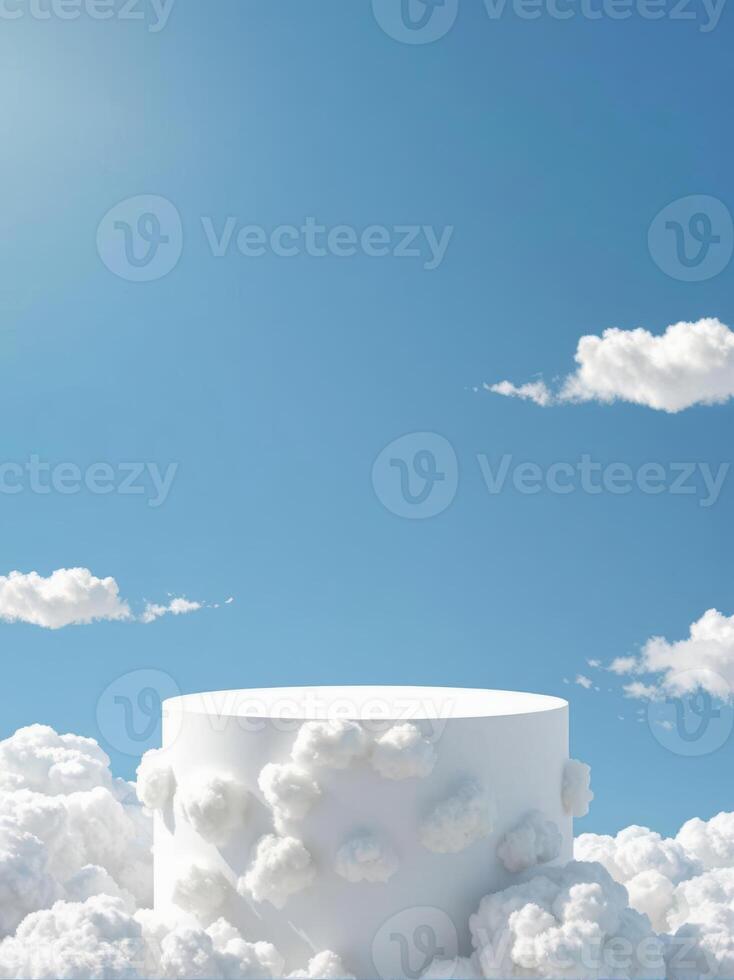 White round table in the sky with clouds and blue sky photo