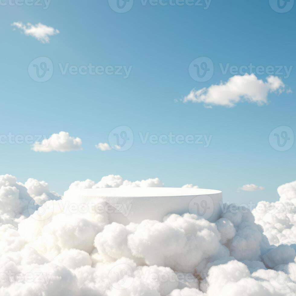 White round table in the middle of the clouds photo