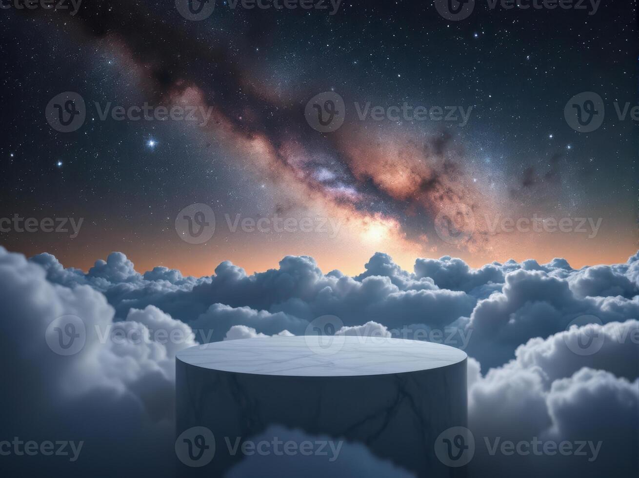 A white table in the middle of the clouds photo