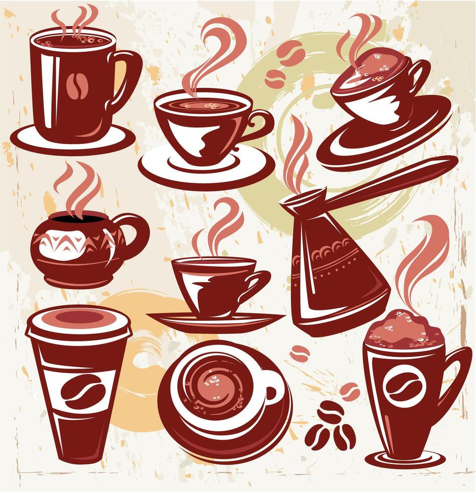 Set with coffee cups vector