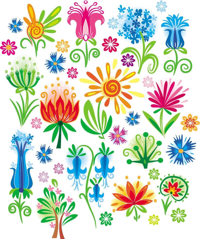 Abstract flower set vector