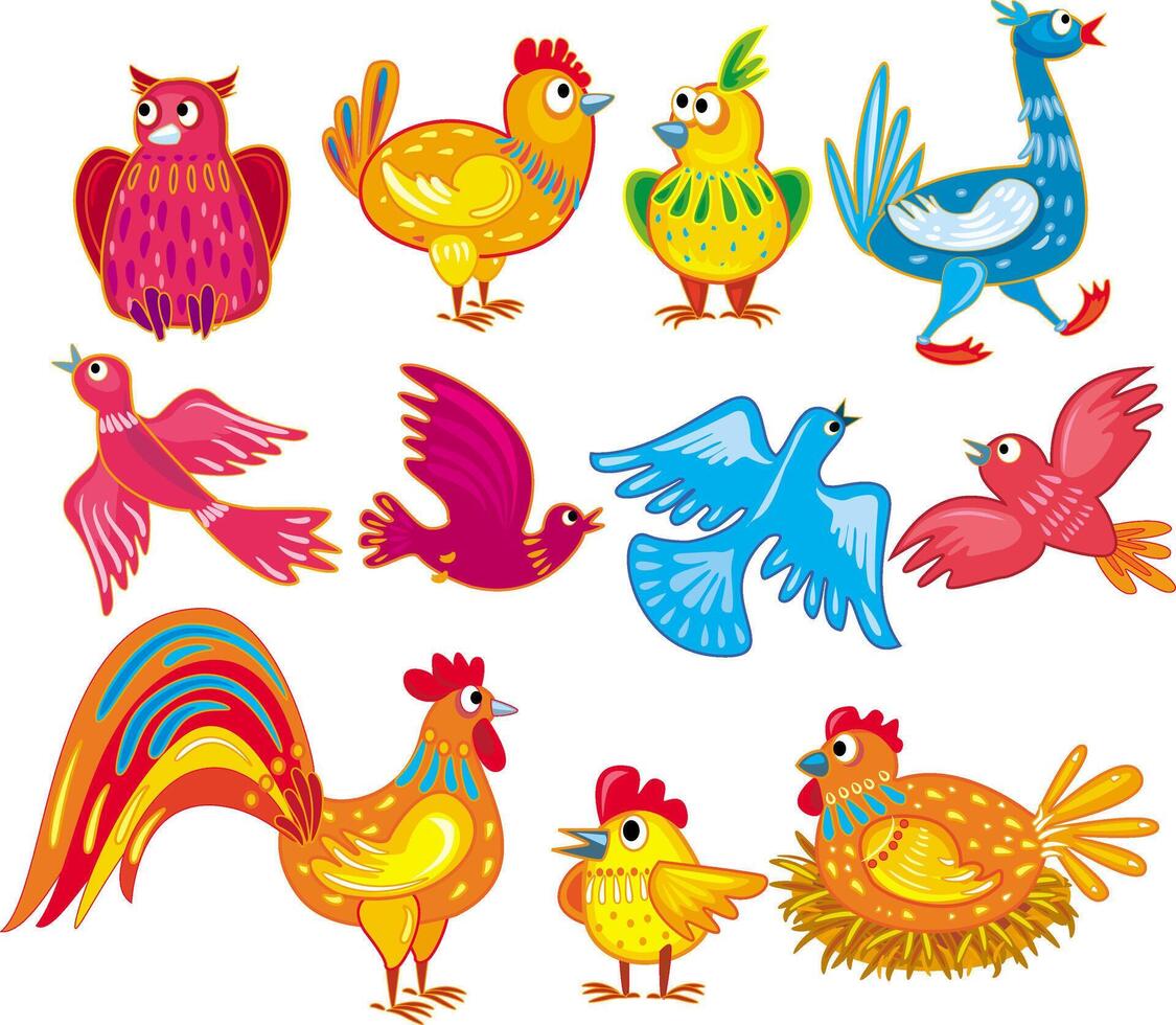 Set of cute birds vector