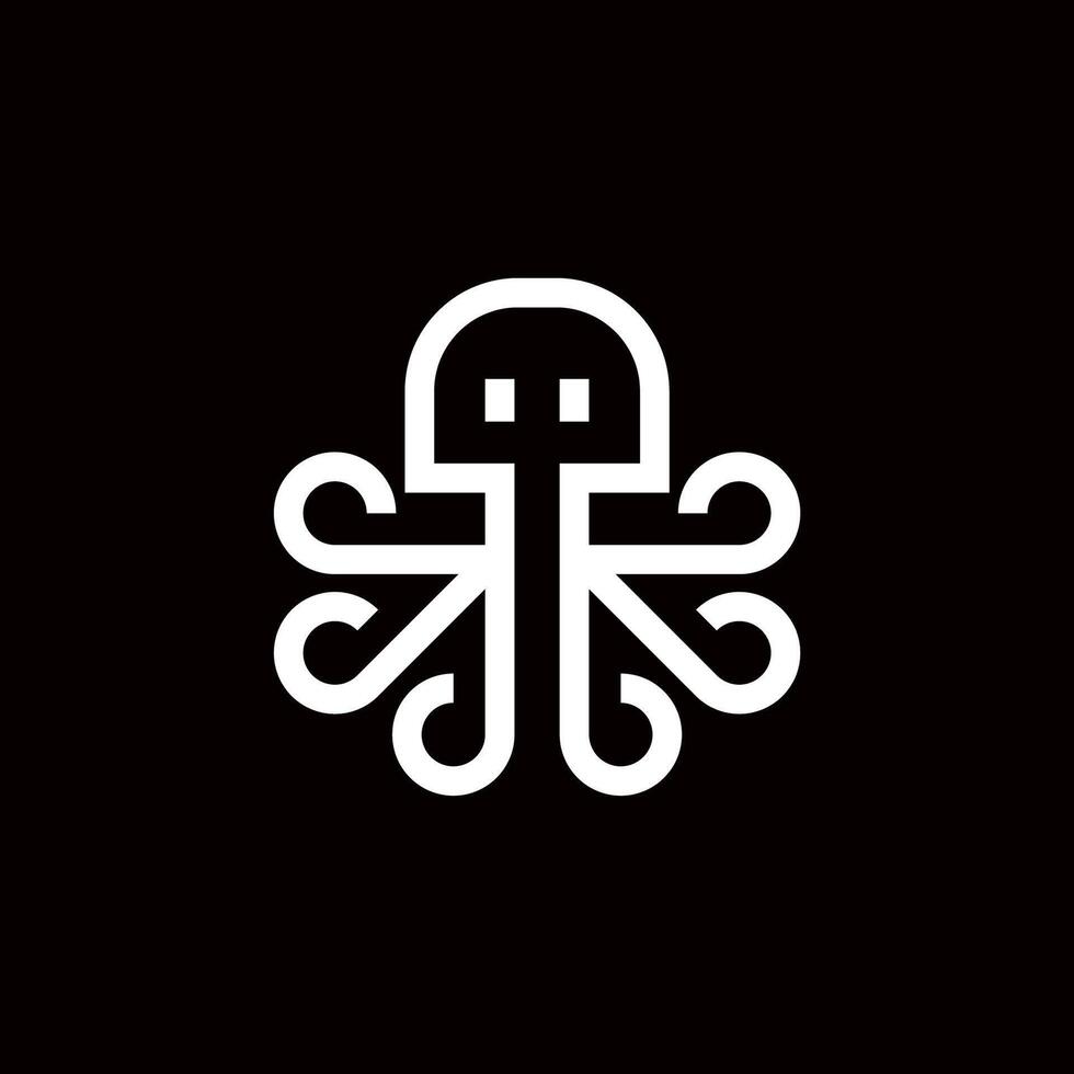 simple minimalist flat bold line modern squid octopus logo illustration vector