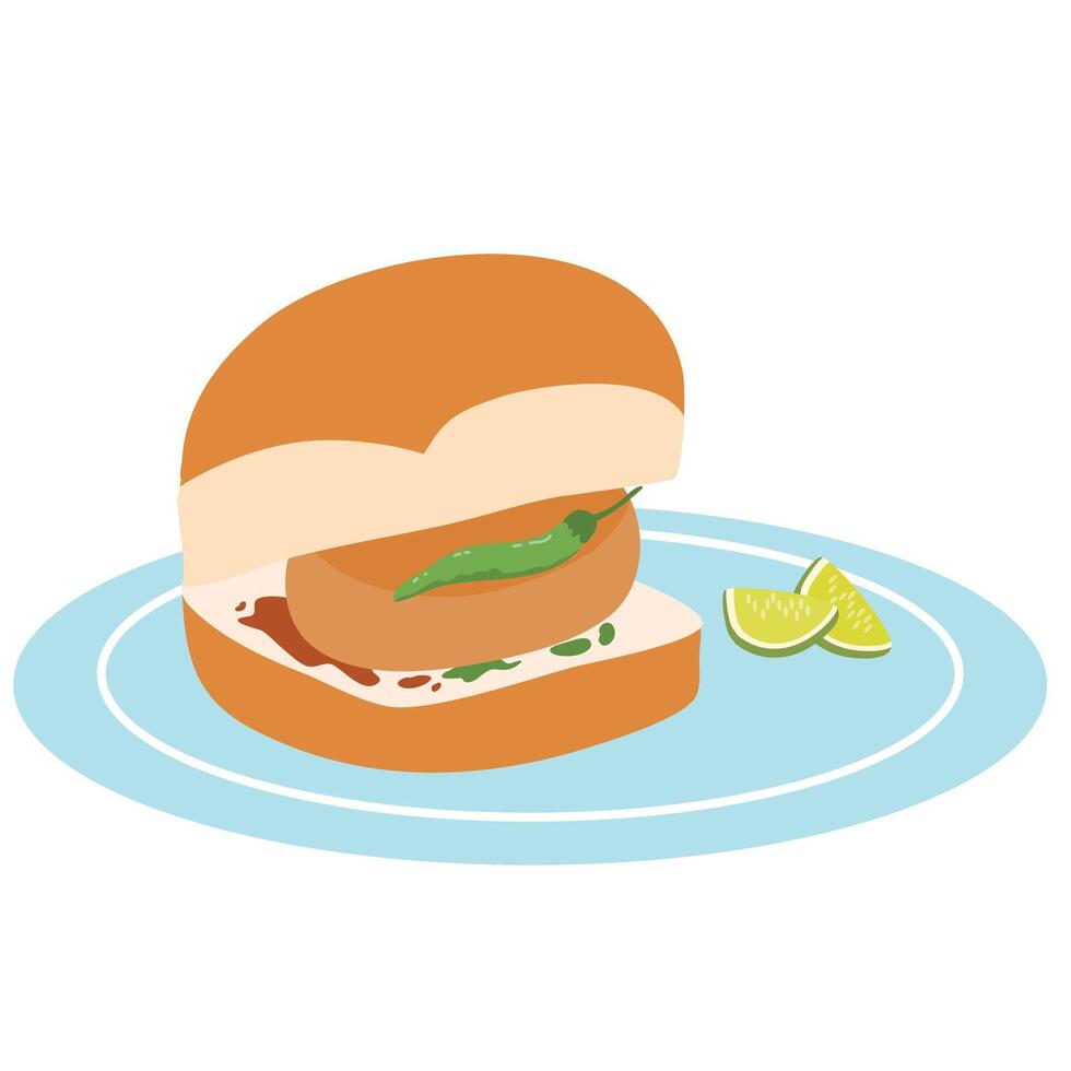 Vada Pav, a popular street food vector