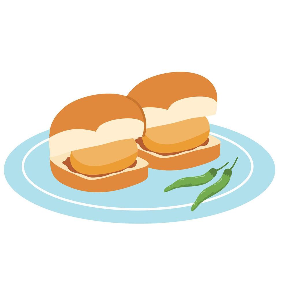 Vada Pav is a popular street food of Mumbai vector