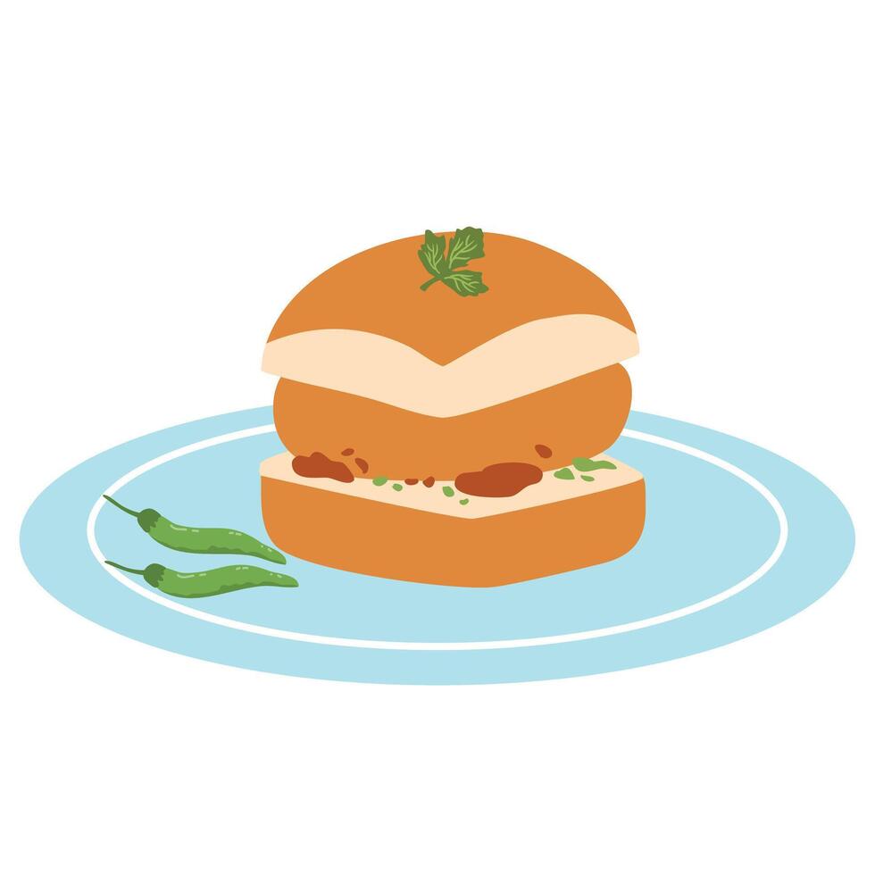 Mumbai style Vada Pav - Cooking With Sapana vector