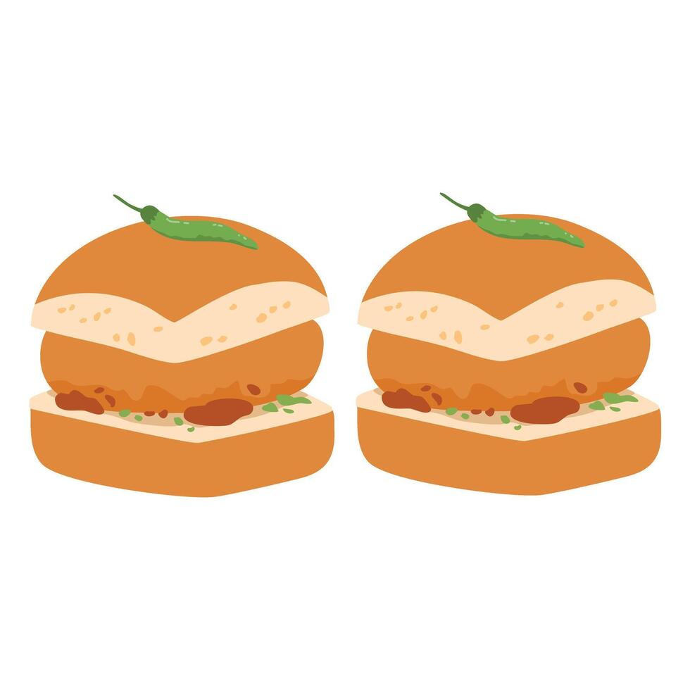 Indian Street Food Vada Pav vector