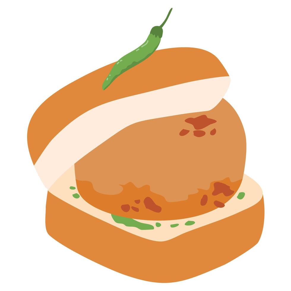 vada pav Indian fast foods vector