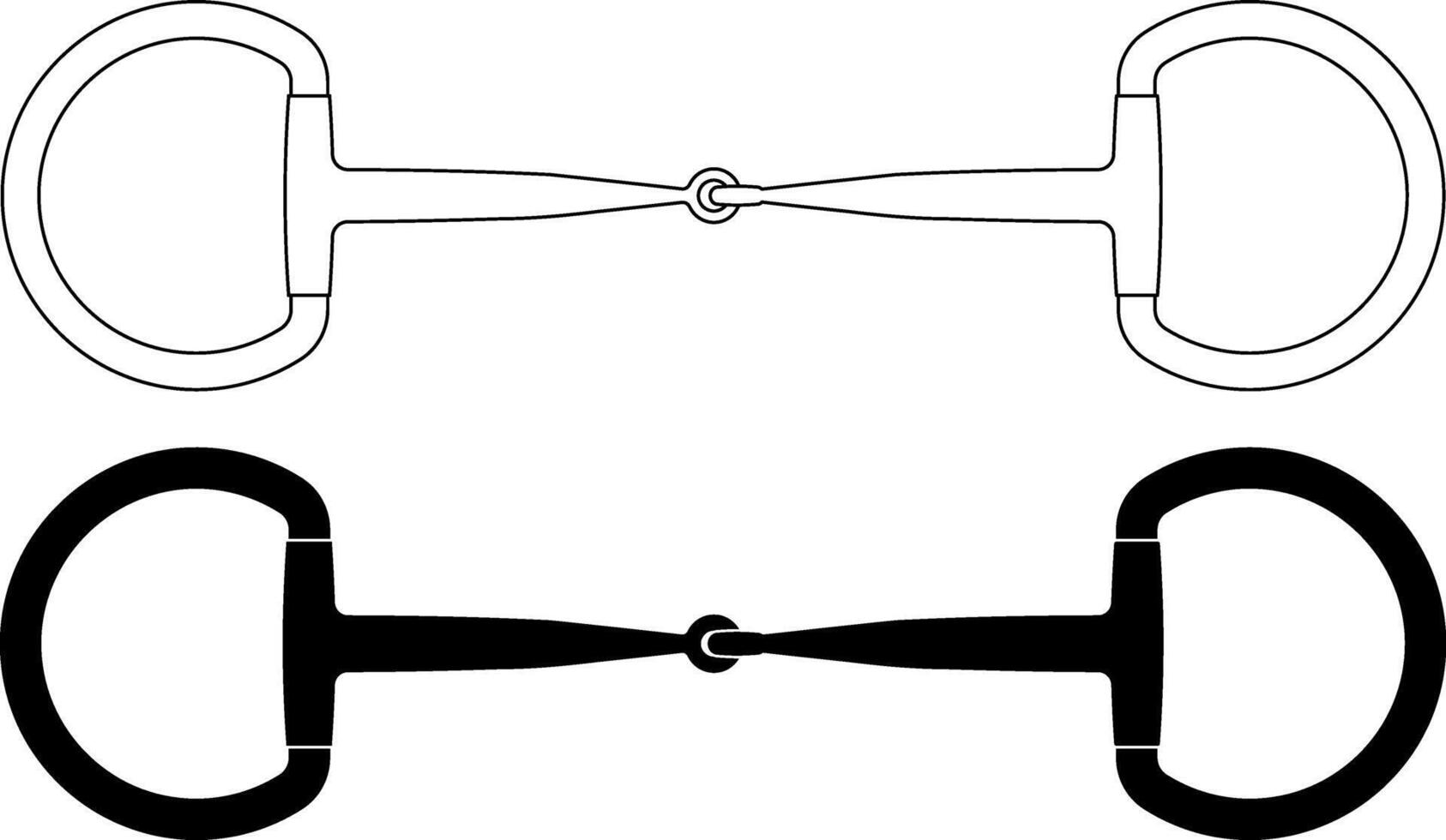 outline silhouette horse Snaffle bit icon set vector