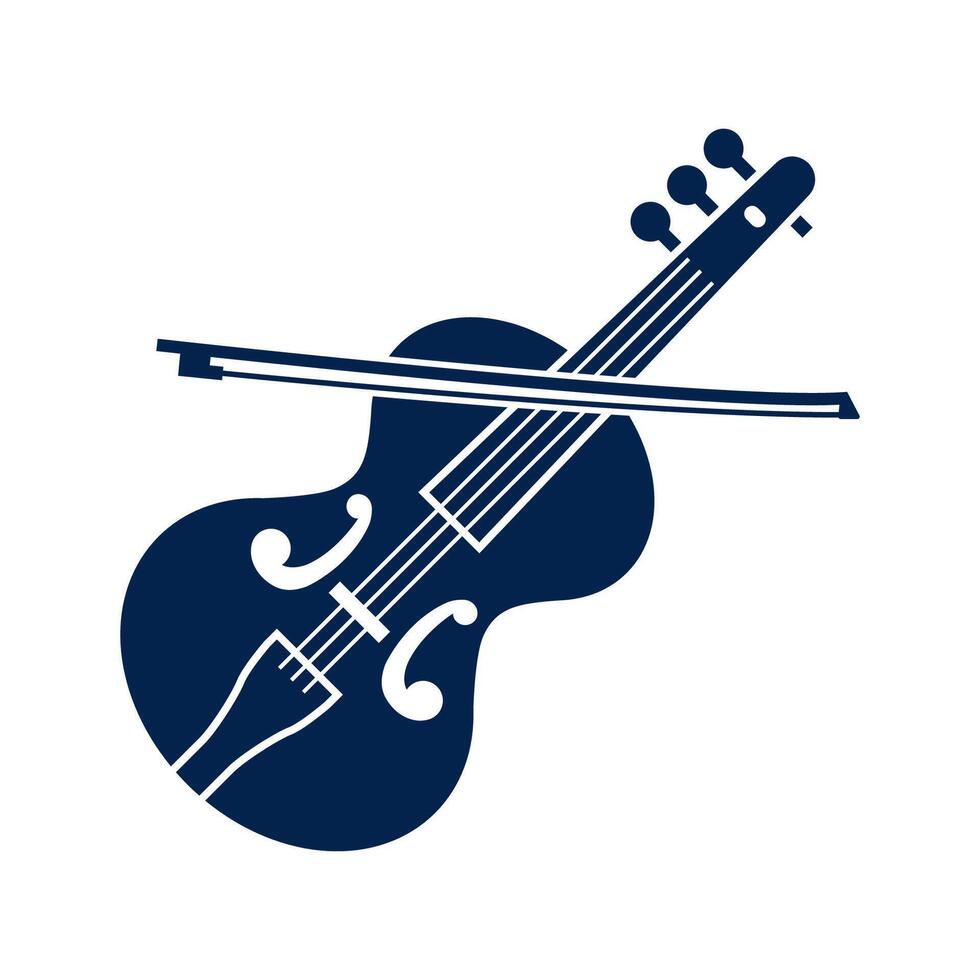 Violin and bow icon. Musical instrument. vector
