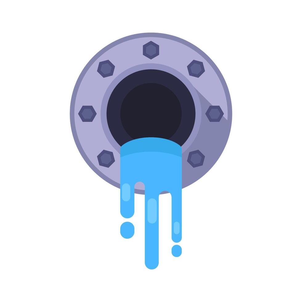 draining water from a pipe. waste water. vector