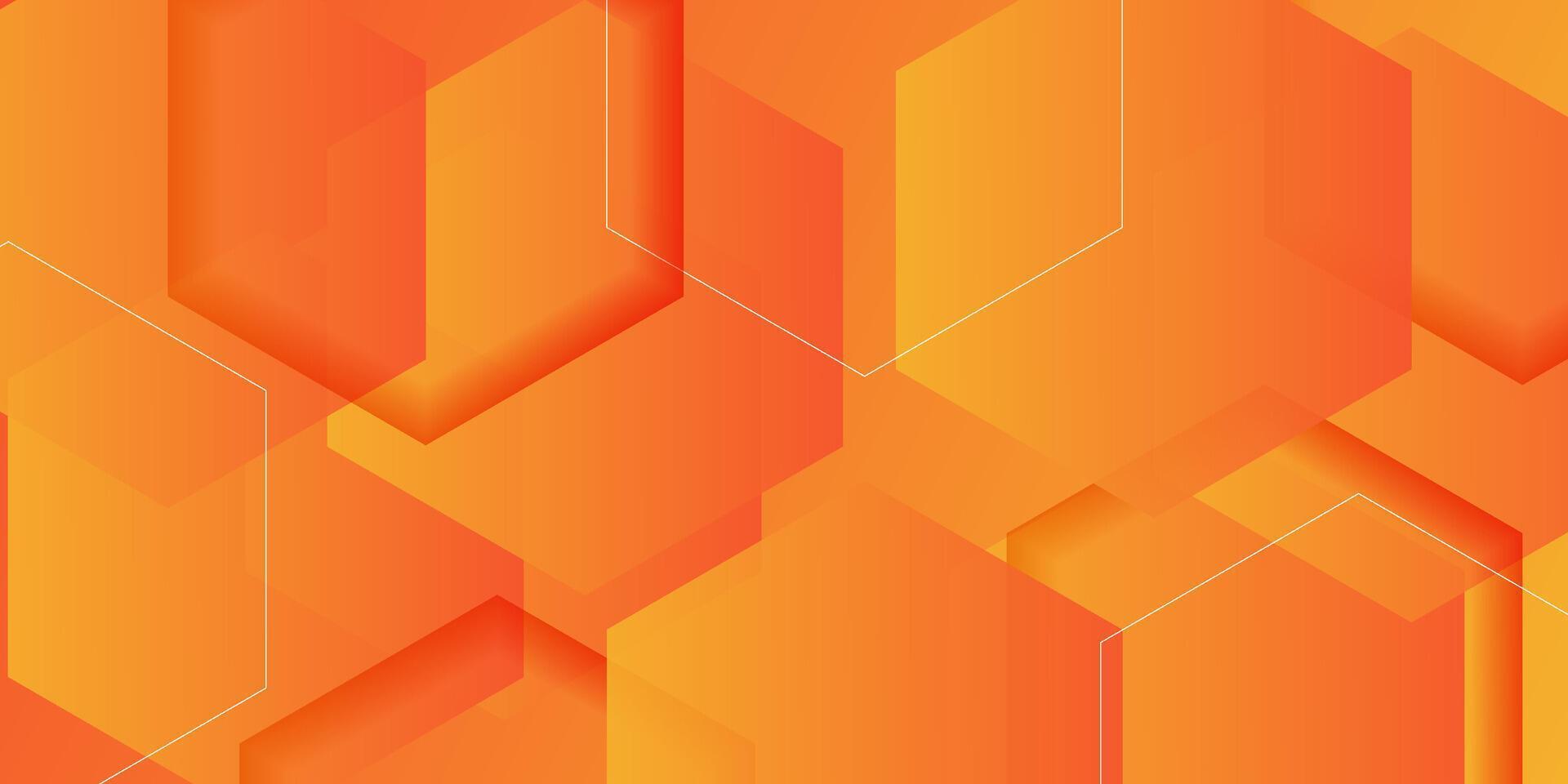 Abstract 3D orange hexagon background with simple shape lines. Dynamic shape pattern design. eps10 vector