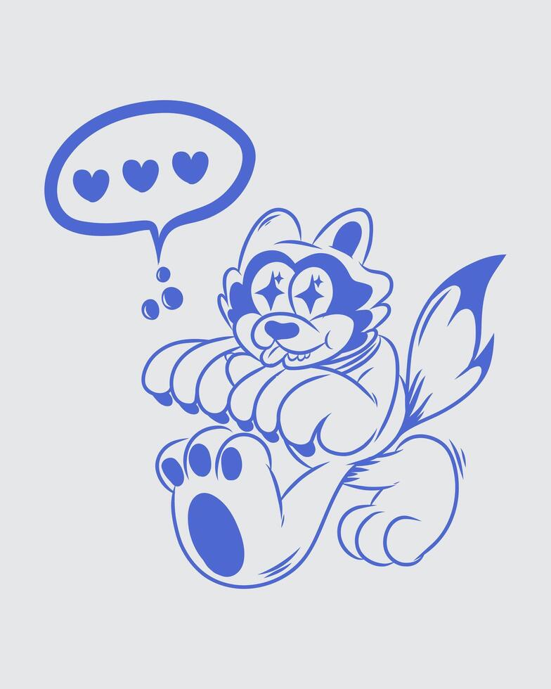 Cute dog falling in love clip art y2k illustration sticker tattoo print art t shirt design editable vector