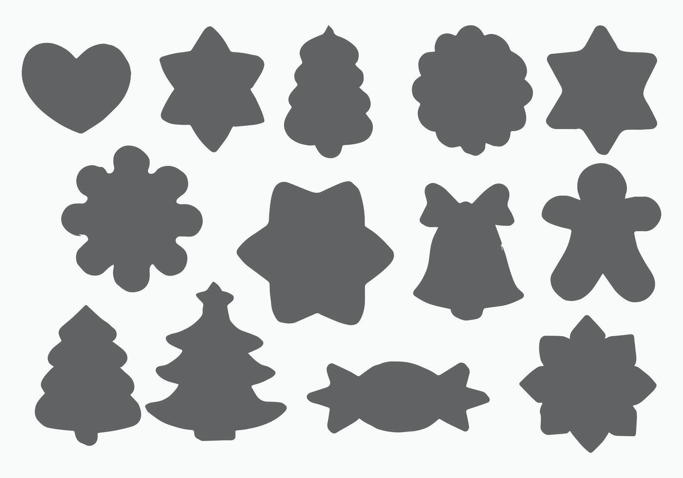 Christmas sugar cookie cut shapes silhouette on white backgrounds vector