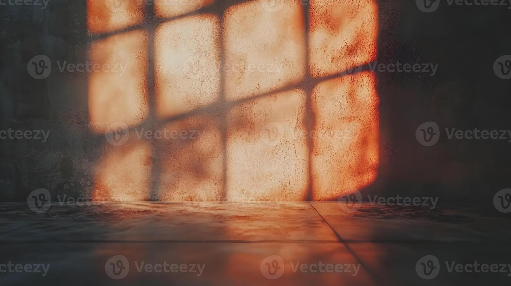 Grungy room interior with window light shadow. photo