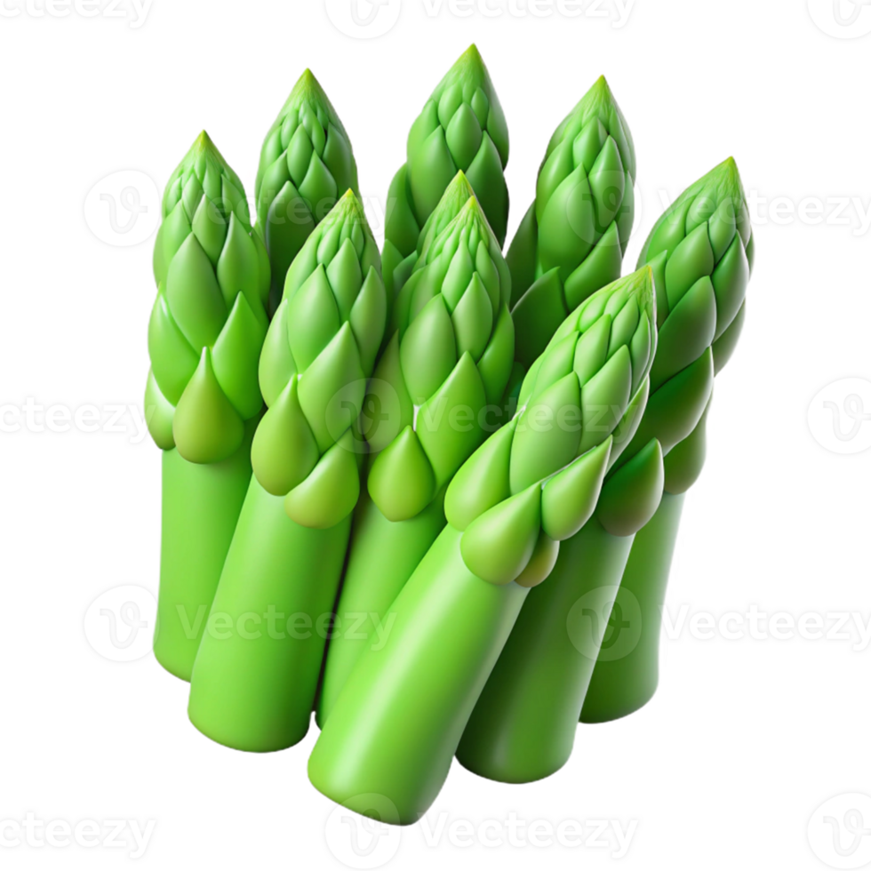 Vibrant Green Asparagus 3D Render png