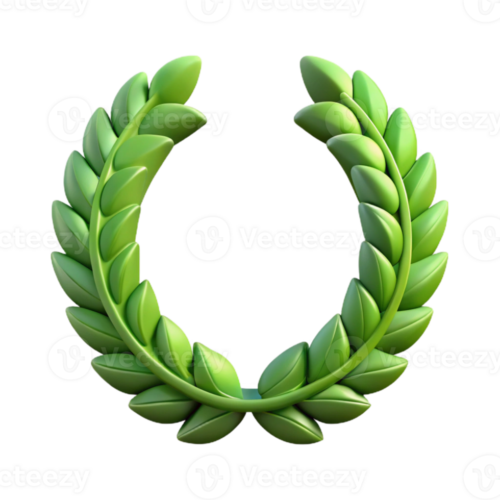 3D Green Laurel Wreath Illustration png
