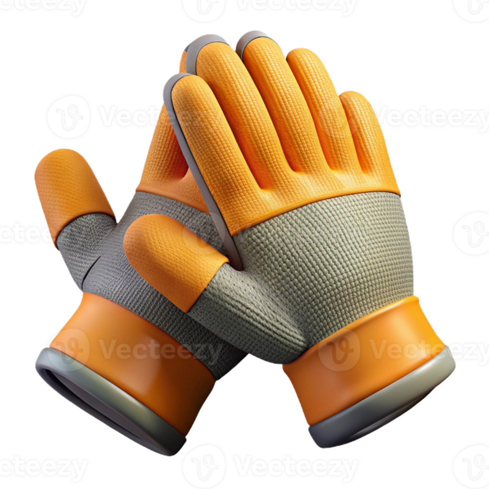 3D Render Orange Work Gloves png