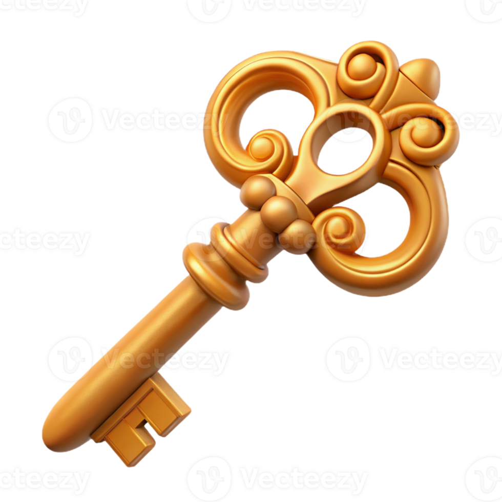 Golden Key 3D Illustration png