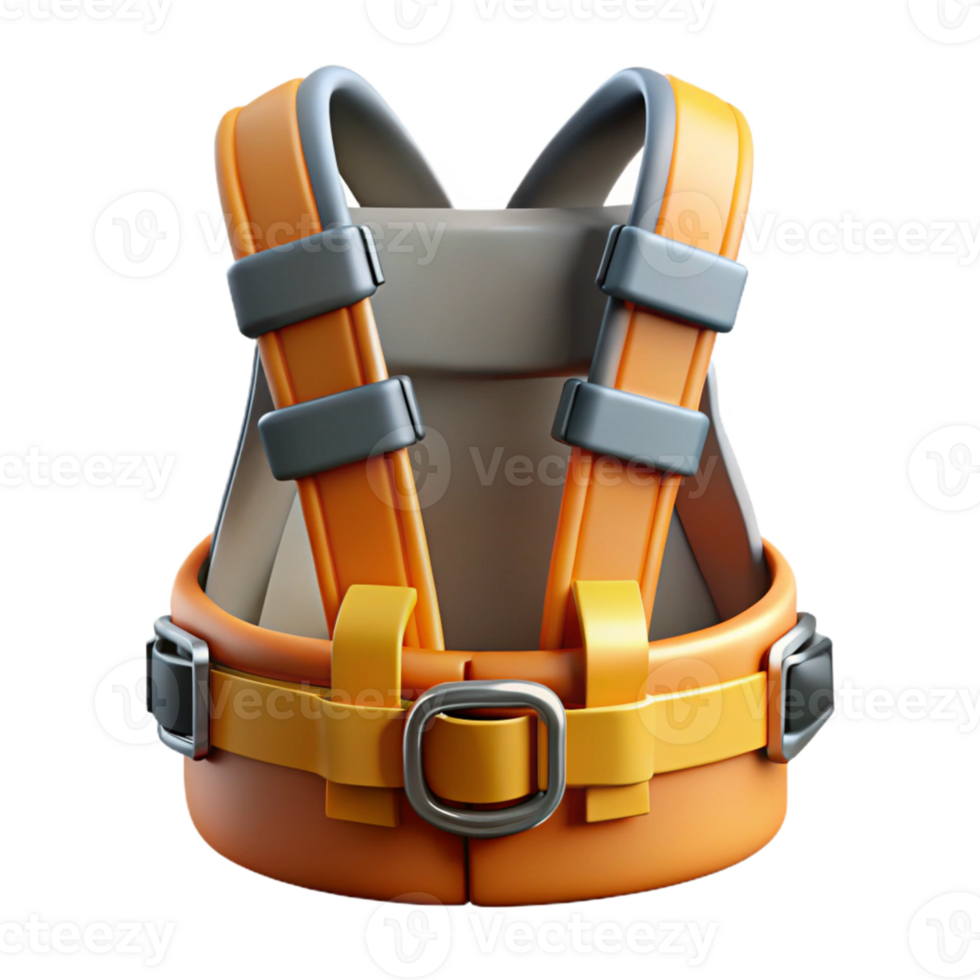 3D Render Orange Safety Harness Illustration png