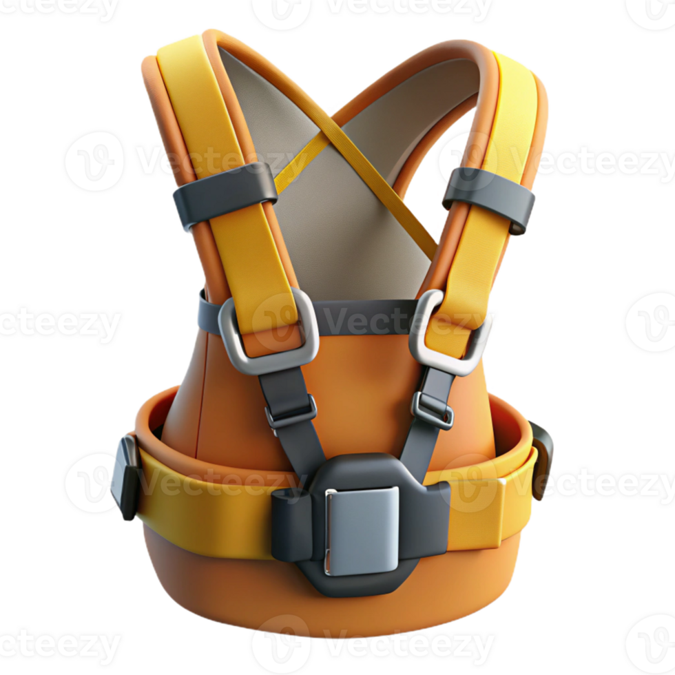 3D Render Orange Safety Harness Illustration png