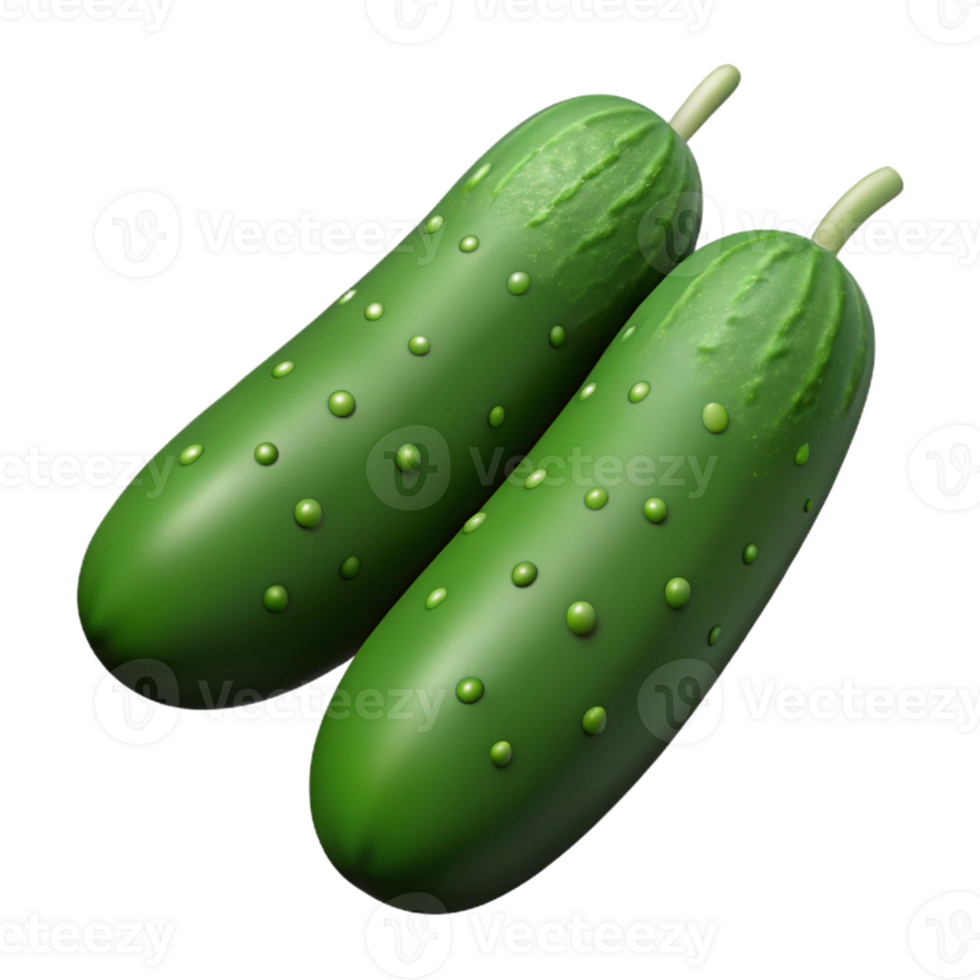 3D Render Two Green Cucumbers png