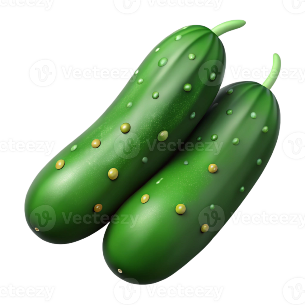 3D Render Two Cucumbers Illustration png