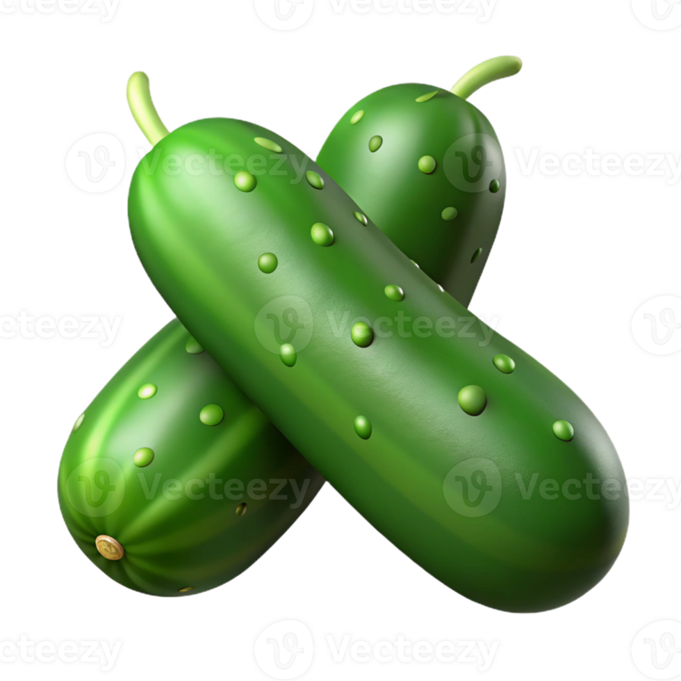 3D Render of Two Cucumbers png