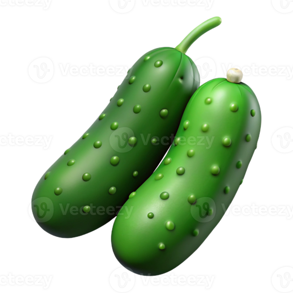 3D Illustration of Two Green Cucumbers png