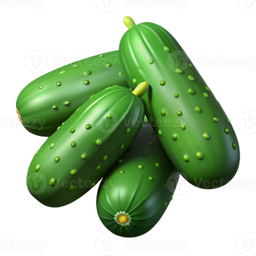 3D Illustration of Fresh Green Cucumbers png