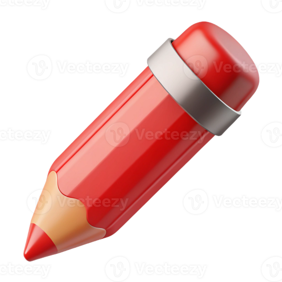 Red Pencil 3D Render png