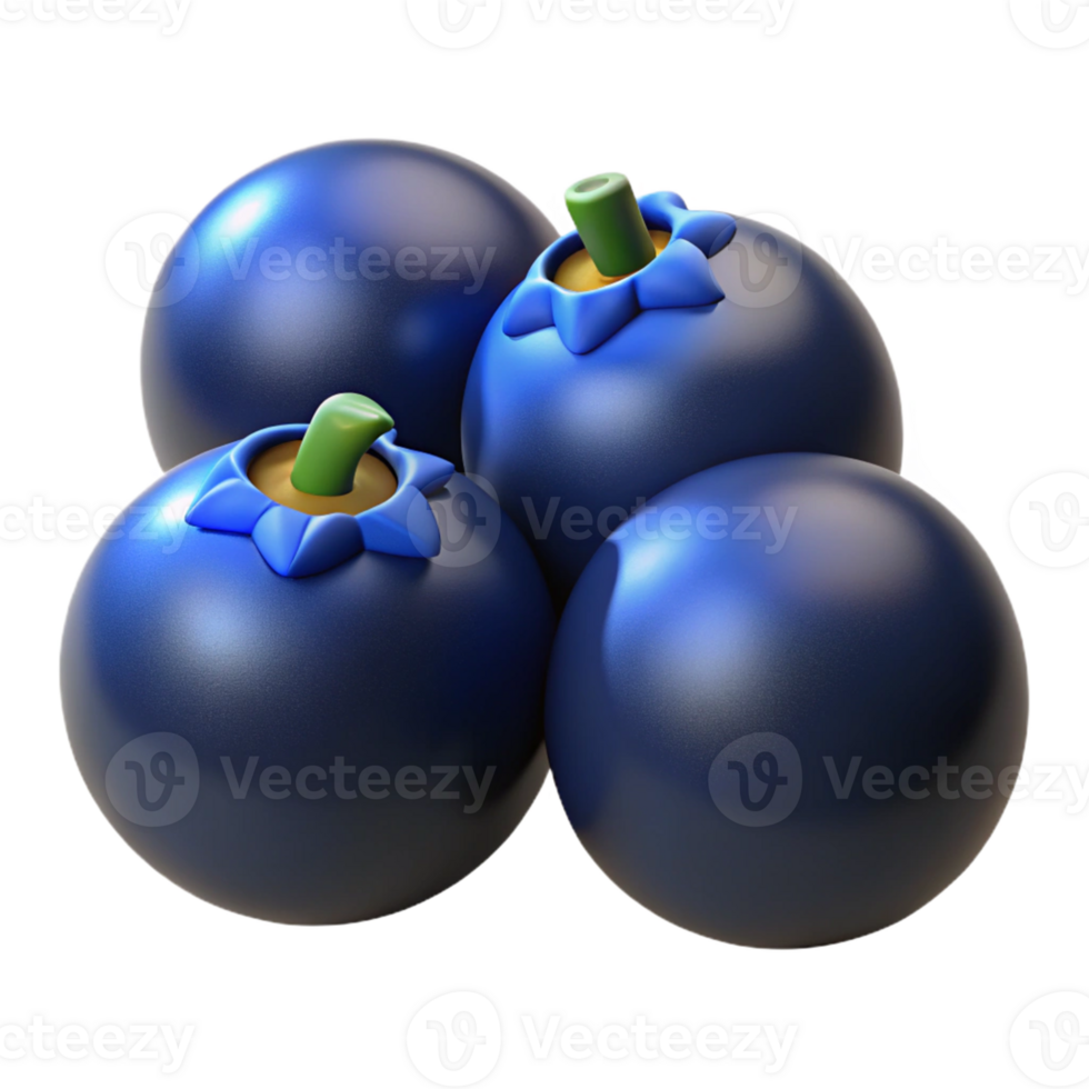 3D Render of Blueberries png