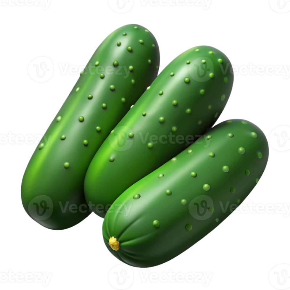 3D Render of Three Cucumbers png