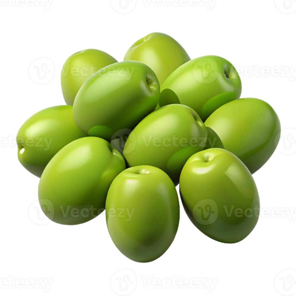 3D Render Green Olives Bunch png