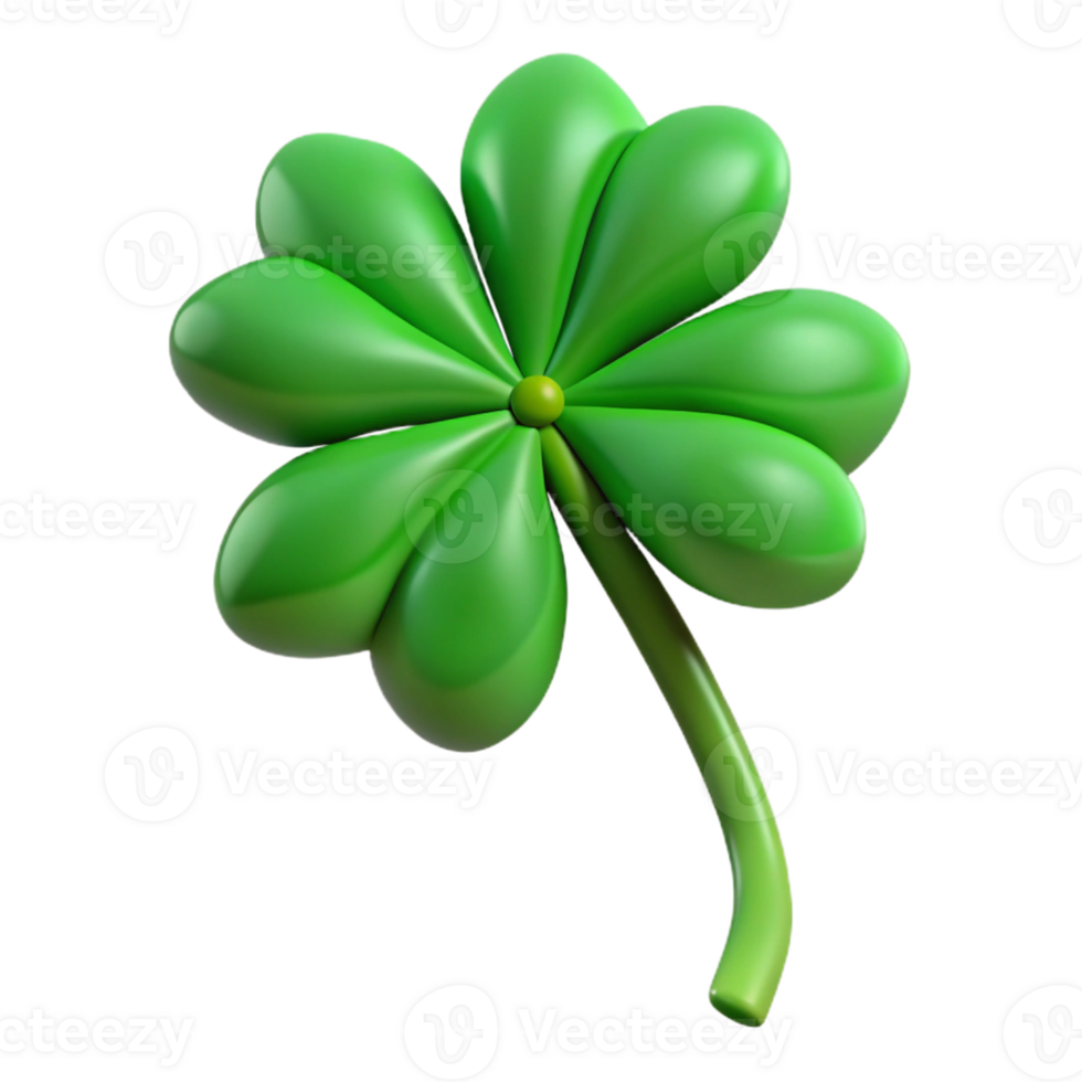 3D Render Green Clover Leaf png