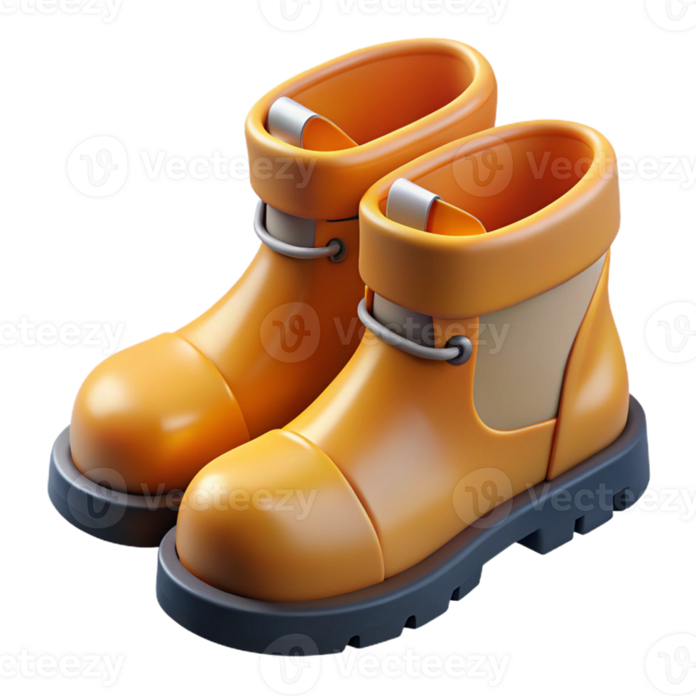 3D Render Orange Boots Illustration png