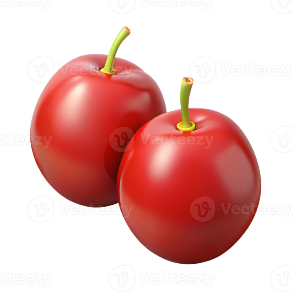 3D Render Two Red Plums png