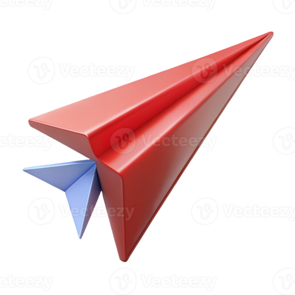 3D Render Red and Blue Paper Airplane png