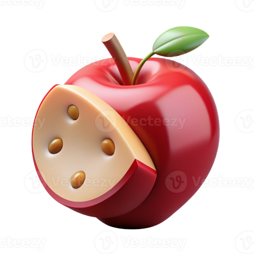3D Render Red Apple with Cheese Slice png
