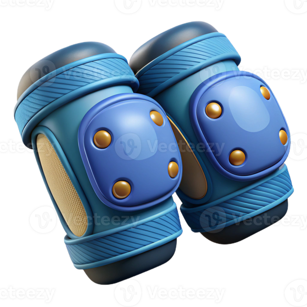 3D Render of Blue Knee Pads for Kids png