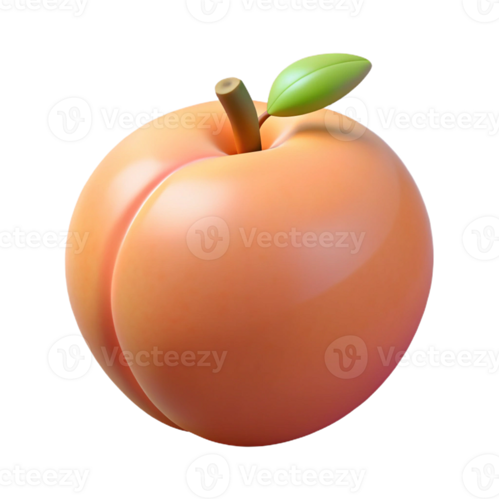 3D Peach Illustration Juicy Fruit Render png