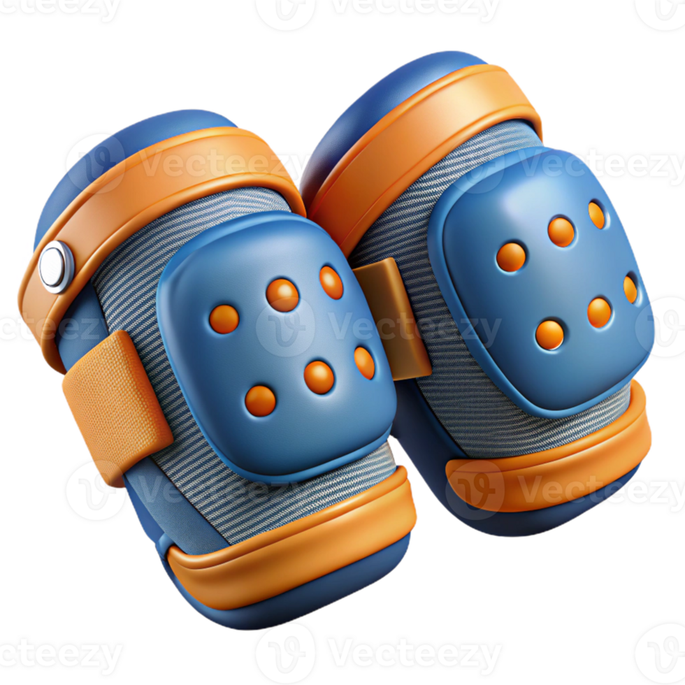 3D Render of Blue and Orange Knee Pads png
