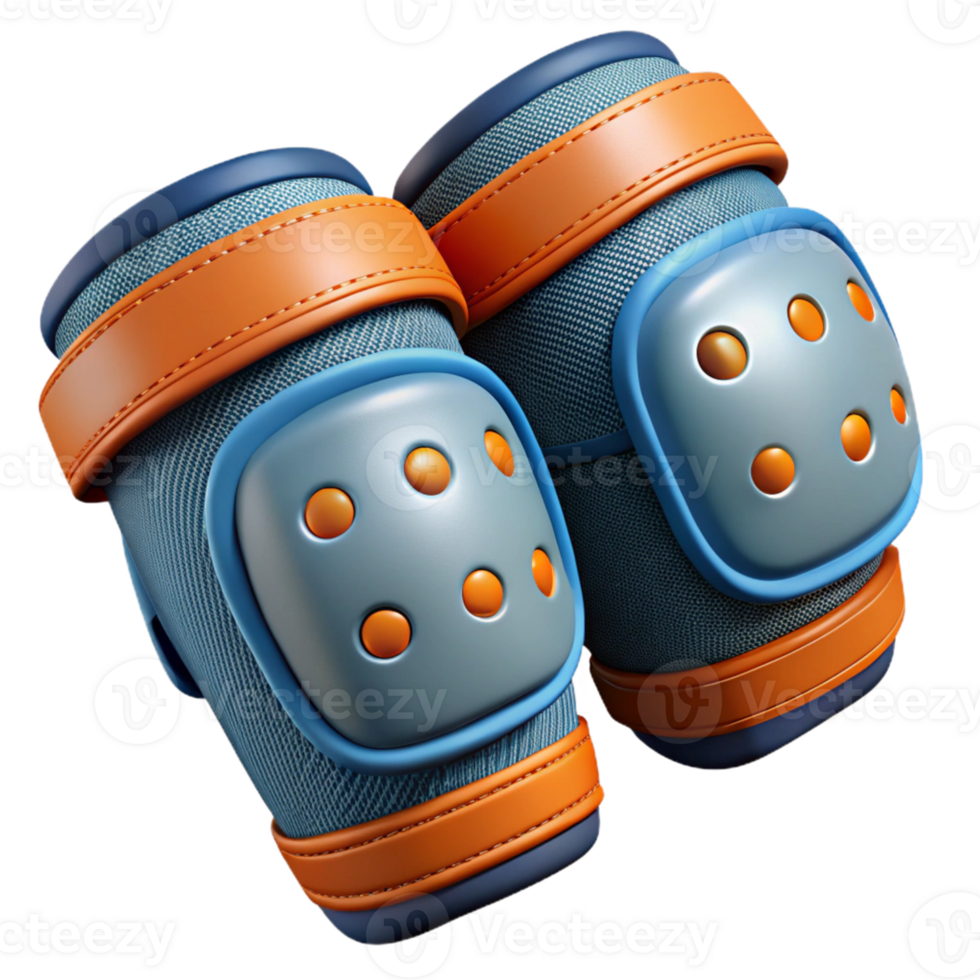 3D Render of Blue and Orange Knee Pads png