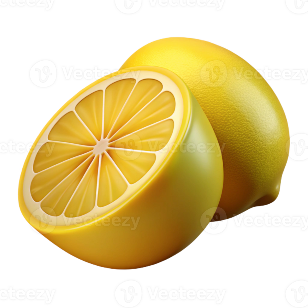 3D Lemon Illustration, Juicy Yellow Citrus png