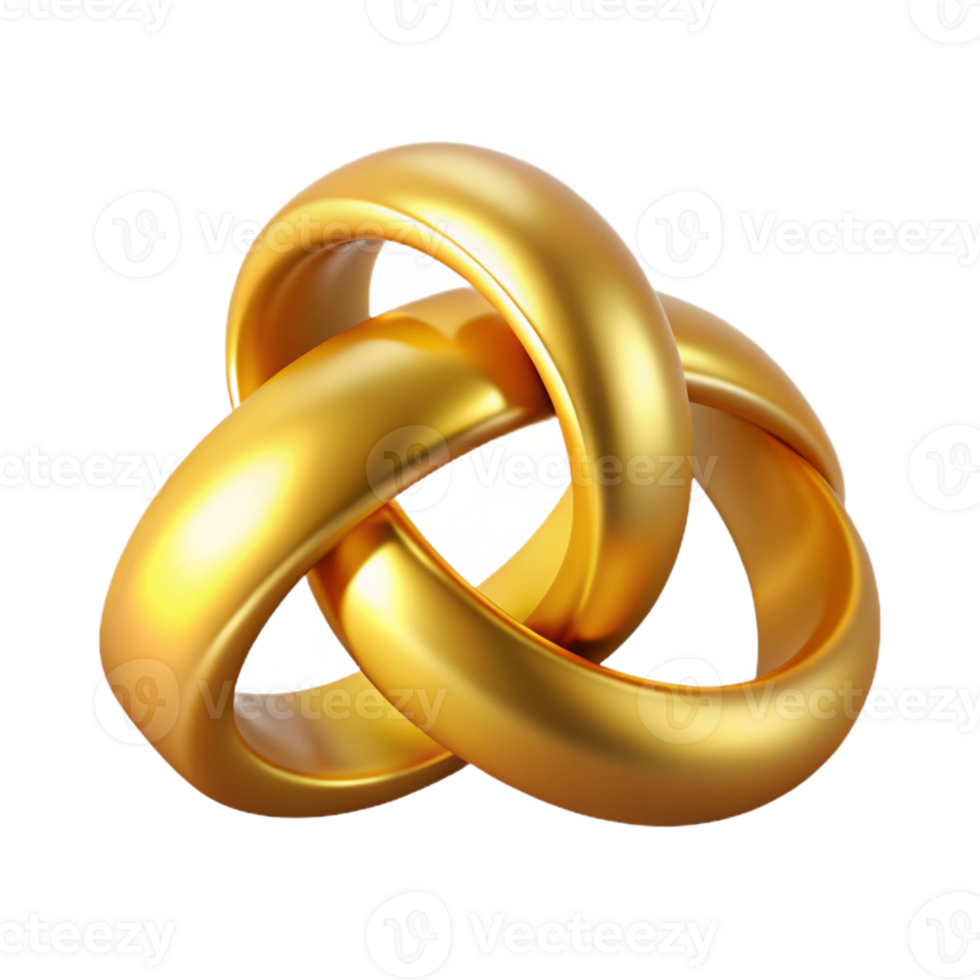 Golden Rings 3D Illustration png