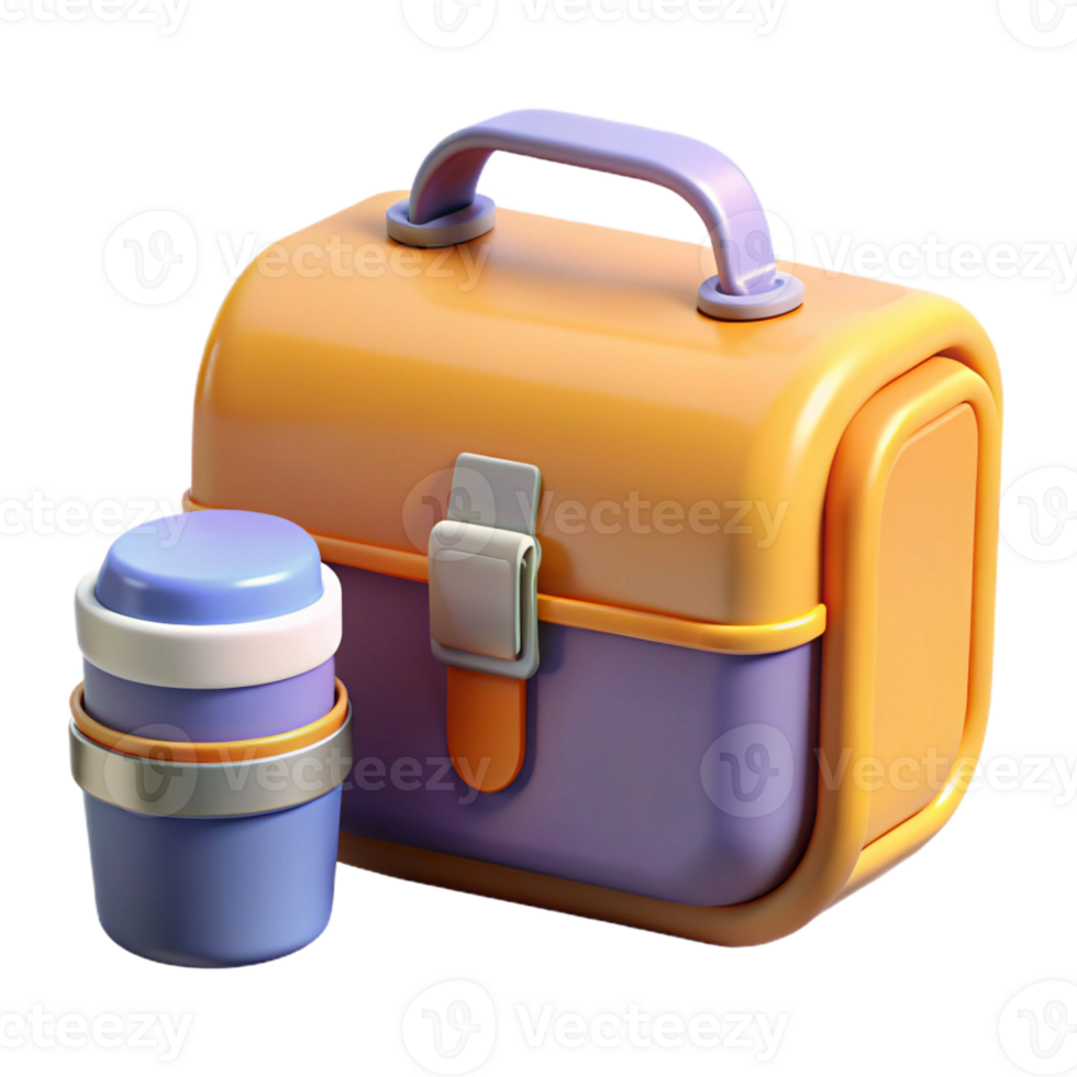3D Render Lunchbox and Cup Illustration png