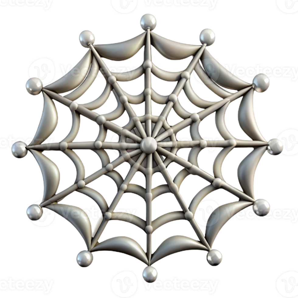 3D Spiderweb Illustration, Silver Circular Web Design png