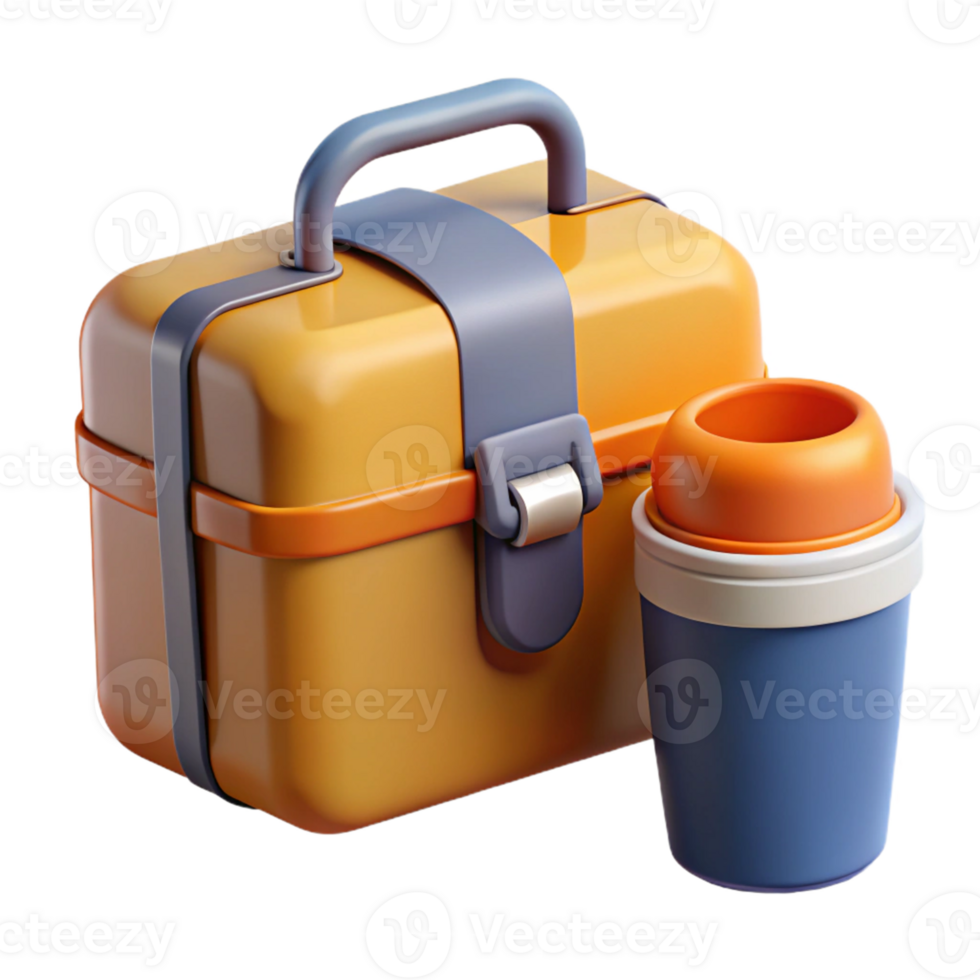 3D Render Lunchbox and Cup Illustration png