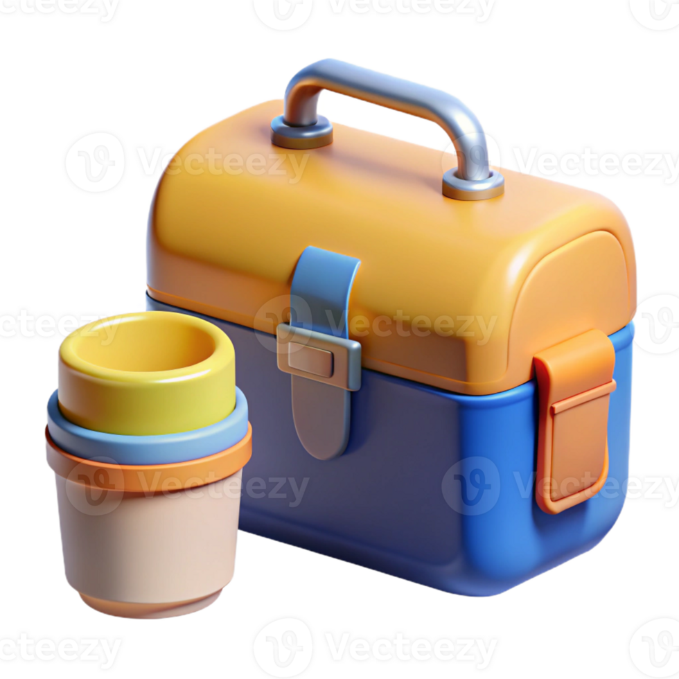 3D Render Lunchbox and Cups Illustration png