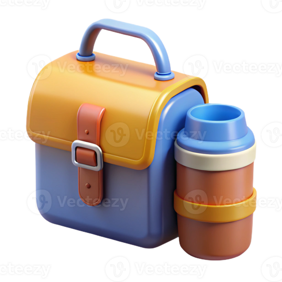 3D Render Lunchbox and Thermos png